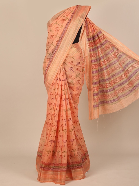 

Pothys Orange & Green Floral Saree