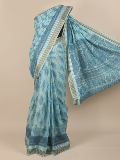 

Pothys Blue & Brown Floral Saree