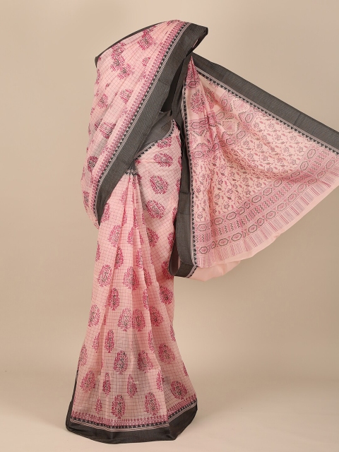 

Pothys Pink & Black Floral Saree