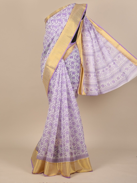 

Pothys Lavender & Off White Floral Saree