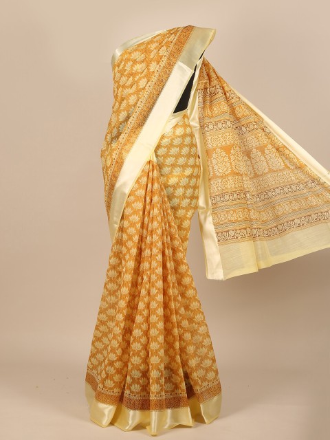 

Pothys Yellow & Beige Floral Saree