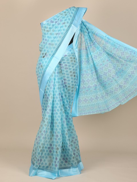 

Pothys Blue & Grey Ethnic Motifs Saree