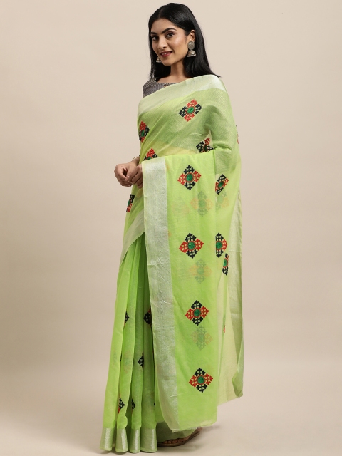 

Mameraa Green Embroidered Saree