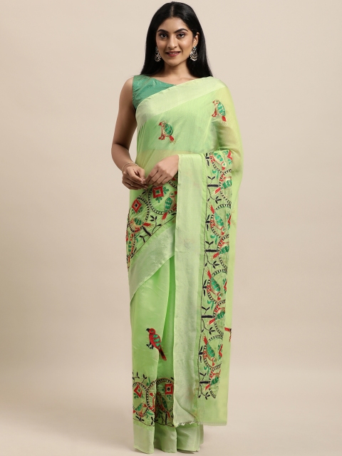 

Mameraa Green Ethnic Motifs Embroidered Saree