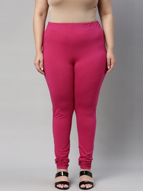

Go Colors Women Pink Solid Cotton Churidar-Length Leggings
