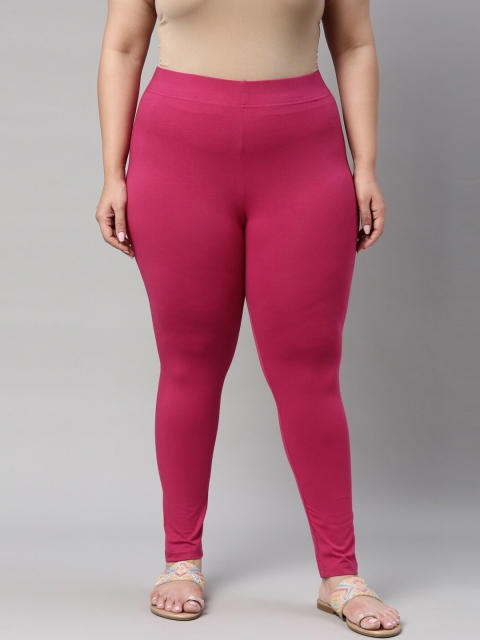 

Go Colors Women Pink Solid Ankle-Length Leggings