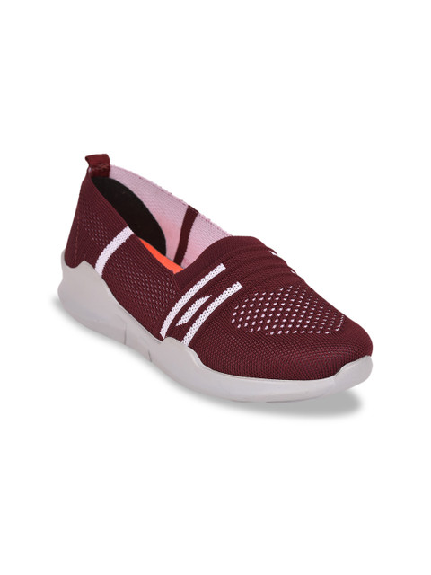 

Liberty Women Maroon & White Woven Design PU Slip-On Sneakers