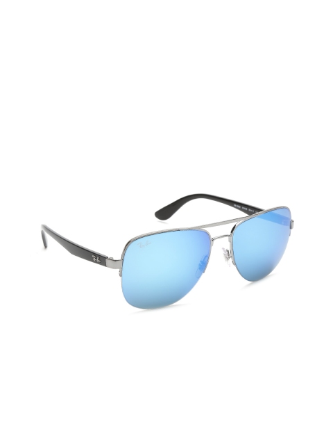 

Ray-Ban Men Mirrored Oval Sunglasses 0RB3552I004/5558, Blue