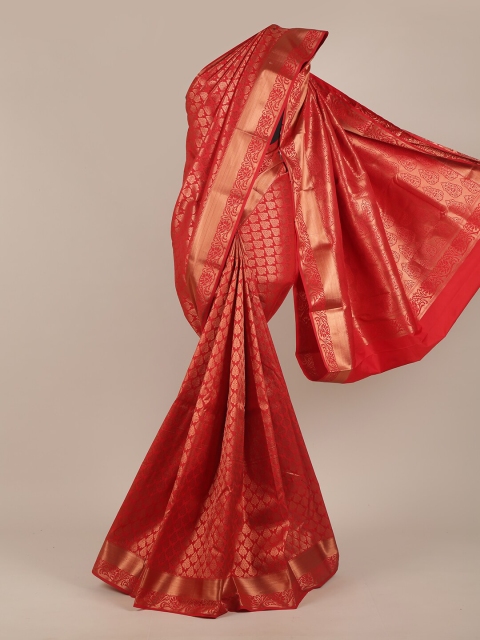 

Pothys Red & Gold-Toned Woven Design Pure Silk Saree