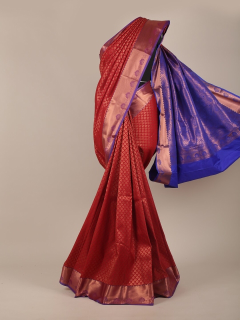 

Pothys Maroon & Blue Woven Design Pure Silk Saree