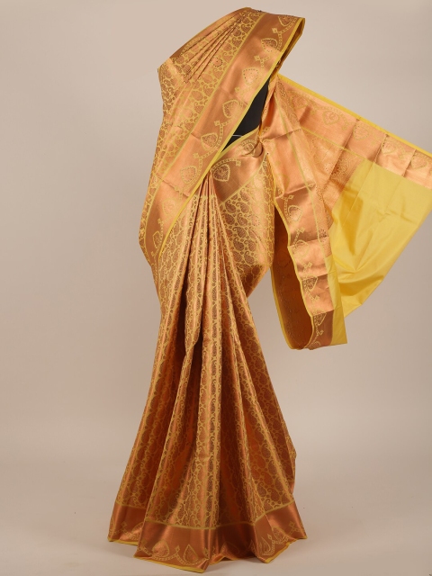 

Pothys Yellow & Gold-Toned Woven Design Pure Silk Saree