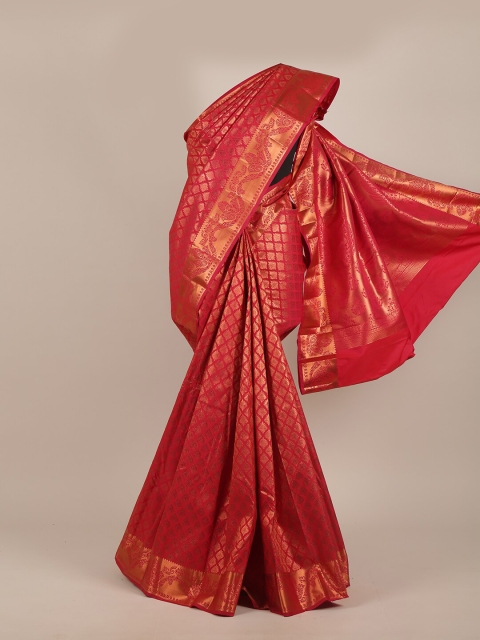 

Pothys Red & Gold-Toned Woven Design Pure Silk Saree