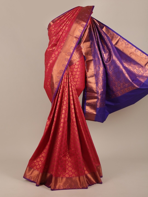 

Pothys Pink & Blue Woven Design Pure Silk Saree