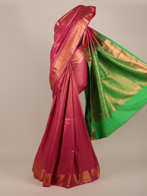 

Pothys Pink & Green Woven Design Pure Silk Saree