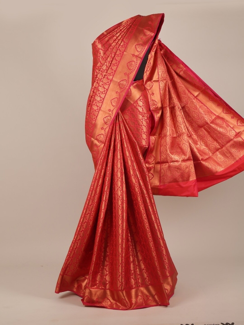 

Pothys Pink & Red Woven Design Zari Pure Silk Saree
