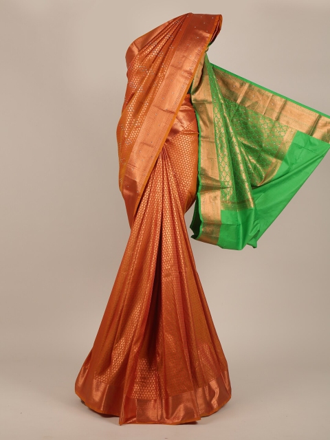 

Pothys Orange & Green Woven Design Pure Silk Saree