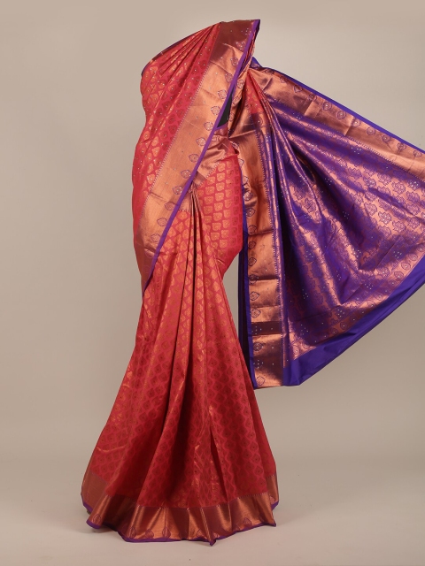 

Pothys Pink & Blue Ethnic Motifs Zari Pure Silk Saree