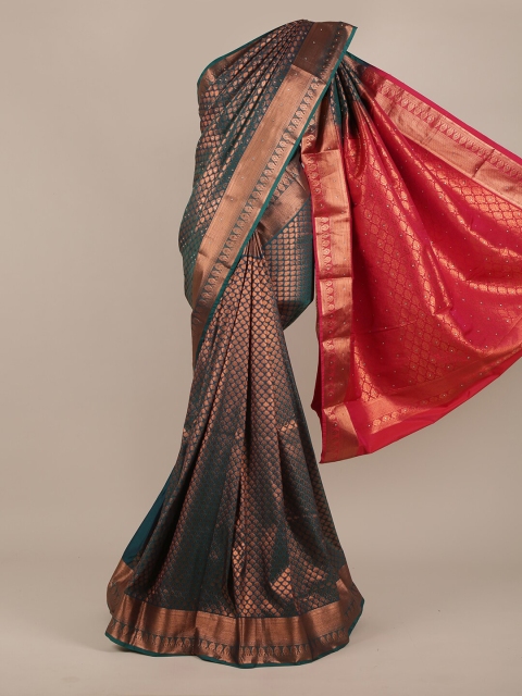 

Pothys Green & Gold-Toned Woven Design Zari Pure Silk Saree