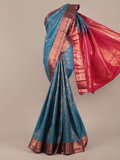 

Pothys Blue & Gold-Toned Woven Design Zari Pure Silk Saree