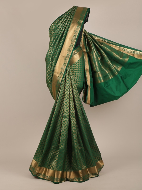 

Pothys Green & Gold-Toned Woven Design Pure Silk Saree