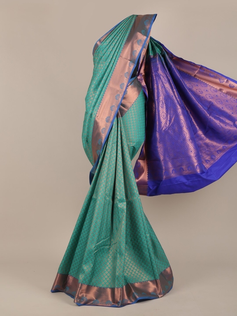 

Pothys Blue & Gold-Toned Ethnic Motifs Zari Pure Silk Saree