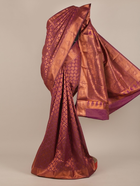 

Pothys Purple Floral Zari Pure Silk Heavy Work Saree