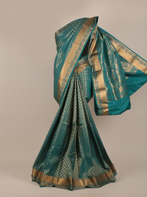 

Pothys Green & Gold-Toned Woven Design Zari Pure Silk Saree