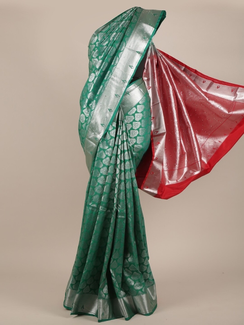 

Pothys Green & Red Floral Zari Pure Silk Saree