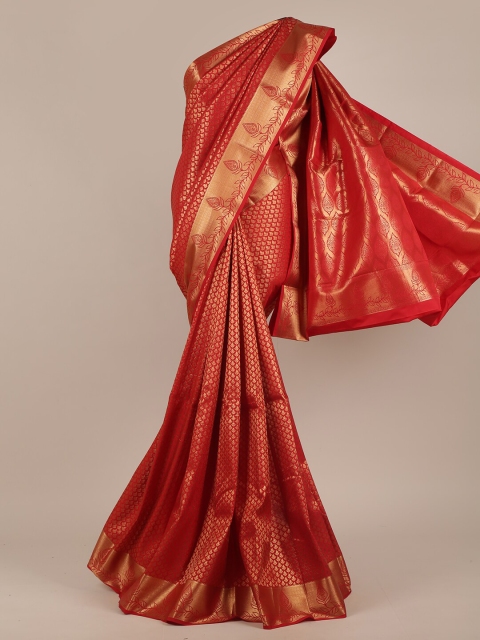 

Pothys Red & Gold-Toned Woven Design Zari Pure Silk Saree