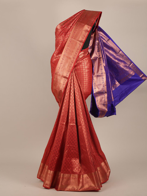 

Pothys Red Woven Design Beads and Stones Pure Silk Saree