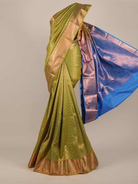 

Pothys Green & Blue Woven Design Beads and Stones Pure Silk Saree