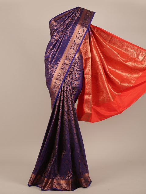 

Pothys Blue & Red Woven Design Zari Pure Silk Saree