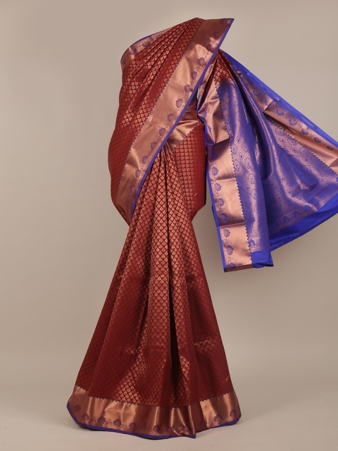 

Pothys Maroon & Violet Floral Zari Pure Silk Saree
