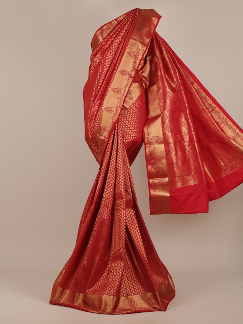 

Pothys Red & Gold-Toned Woven Design Zari Pure Silk Saree