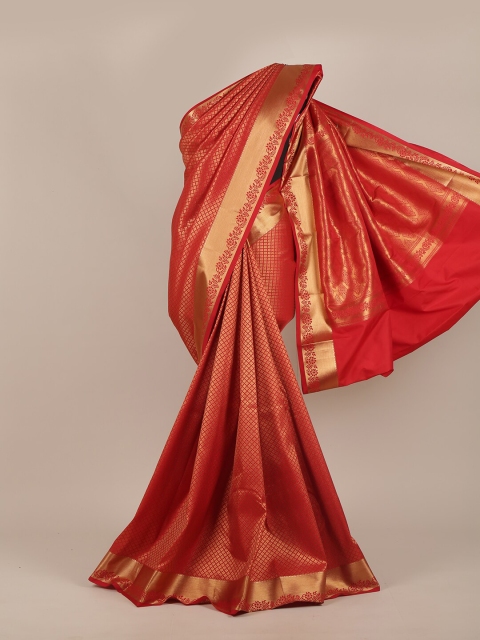 

Pothys Red & Gold-Toned Woven Design Zari Pure Silk Saree