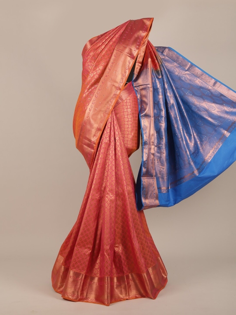 

Pothys Pink & Blue Woven Design Zari Pure Silk Saree
