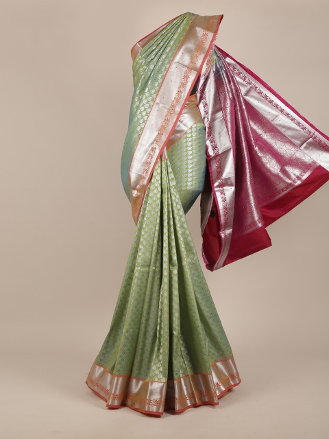 Pothys Green & Maroon Woven Design Pure Silk Saree