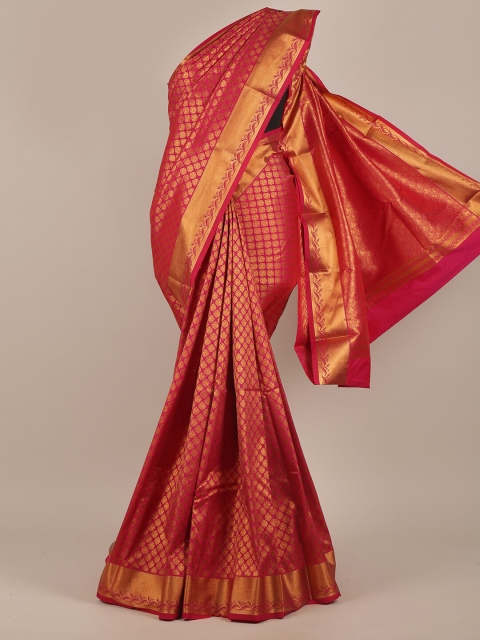 

Pothys Pink & Gold-Toned Woven Design Pure Silk Saree