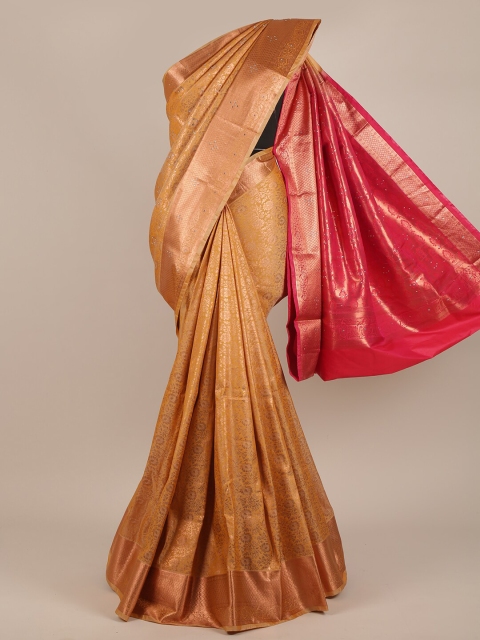 

Pothys Mustard & Gold-Toned Ethnic Motifs Pure Silk Saree