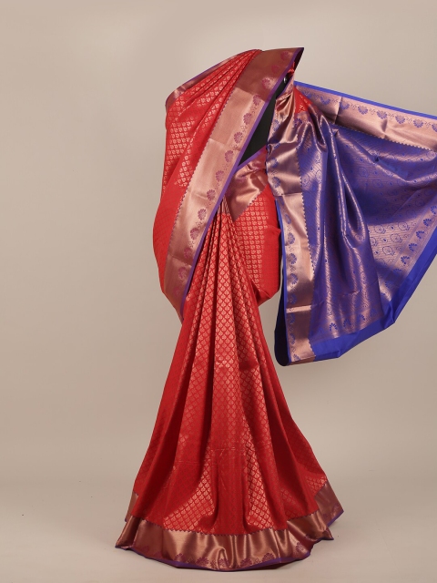 

Pothys Red & Blue Ethnic Motifs Woven Design Pure Silk Saree
