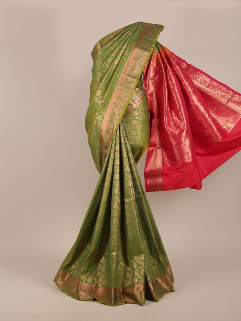 

Pothys Green & Pink Ethnic Motifs Beads and Stones Pure Silk Saree