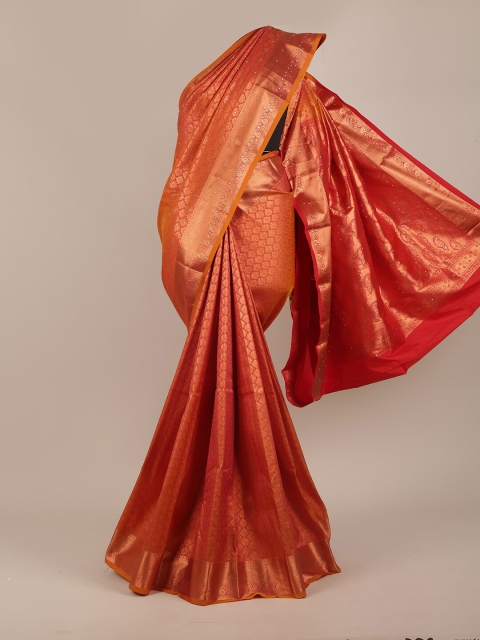 

Pothys Pink & Gold-Toned Ethnic Motifs Zari Pure Silk Saree