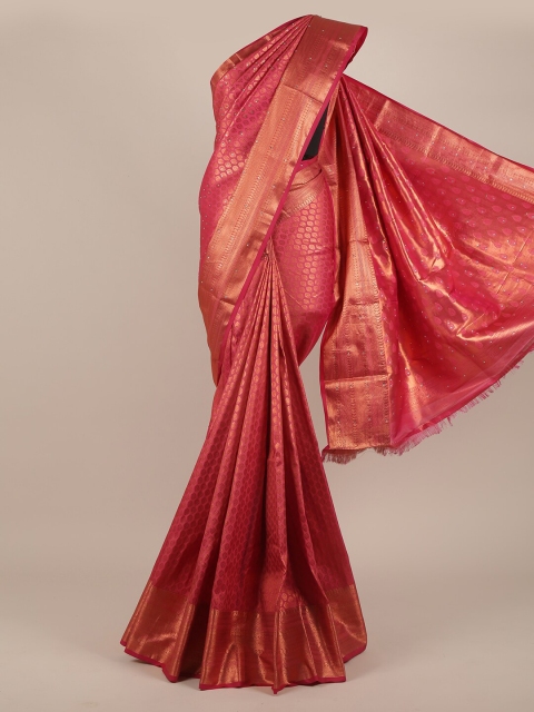 

Pothys Pink & Gold-Toned Woven Design Pure Silk Saree
