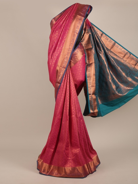 

Pothys Pink & Blue Woven Design Pure Silk Saree