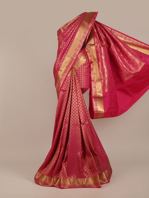 

Pothys Pink & Gold-Toned Floral Pure Silk Saree
