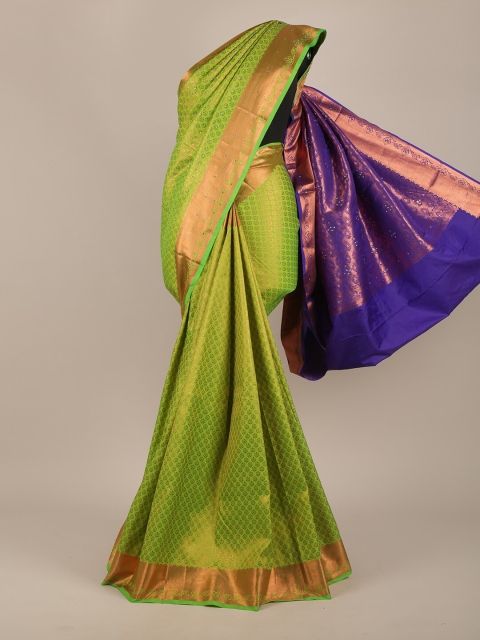 

Pothys Green & Blue Ethnic Motifs Pure Silk Woven designed Saree