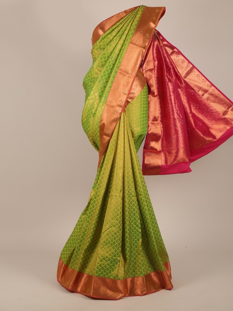 

Pothys Green & Pink Ethnic Motifs Pure Silk Saree