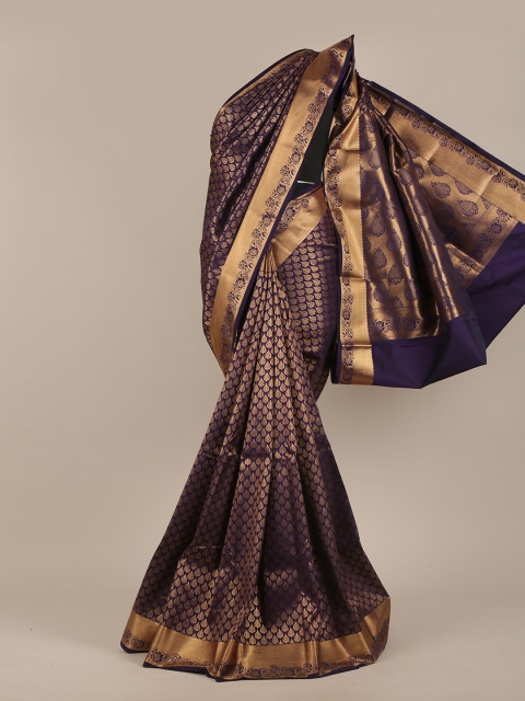 

Pothys Violet & Gold-Toned Ethnic Motifs Pure Silk Saree