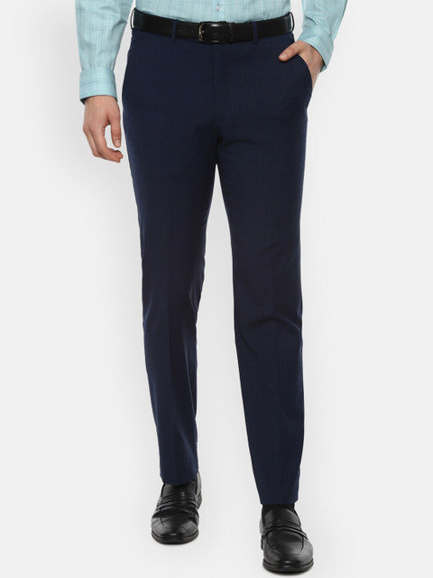 

Luxure by Louis Philippe Men Navy Blue Slim Fit Formal Trousers