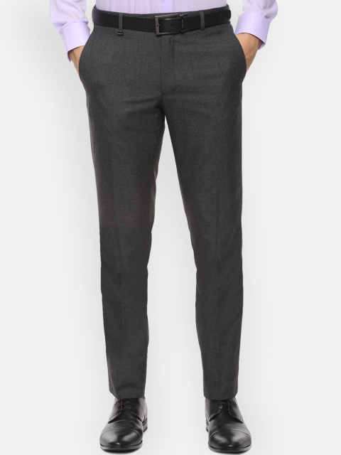 

Van Heusen Men Grey Textured Slim Fit Formal Trousers